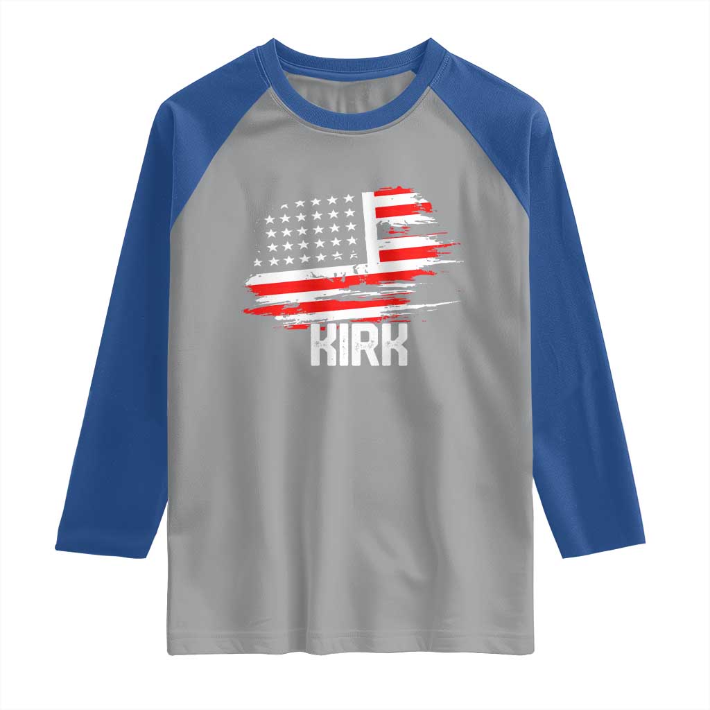 American Flag Kirk Raglan Shirt Distressed Patriotic Team Charlie Tribute - Wonder Print Shop
