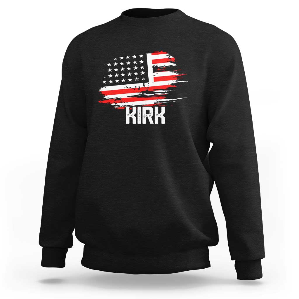 American Flag Kirk Sweatshirt Distressed Patriotic Team Charlie Tribute - Wonder Print Shop