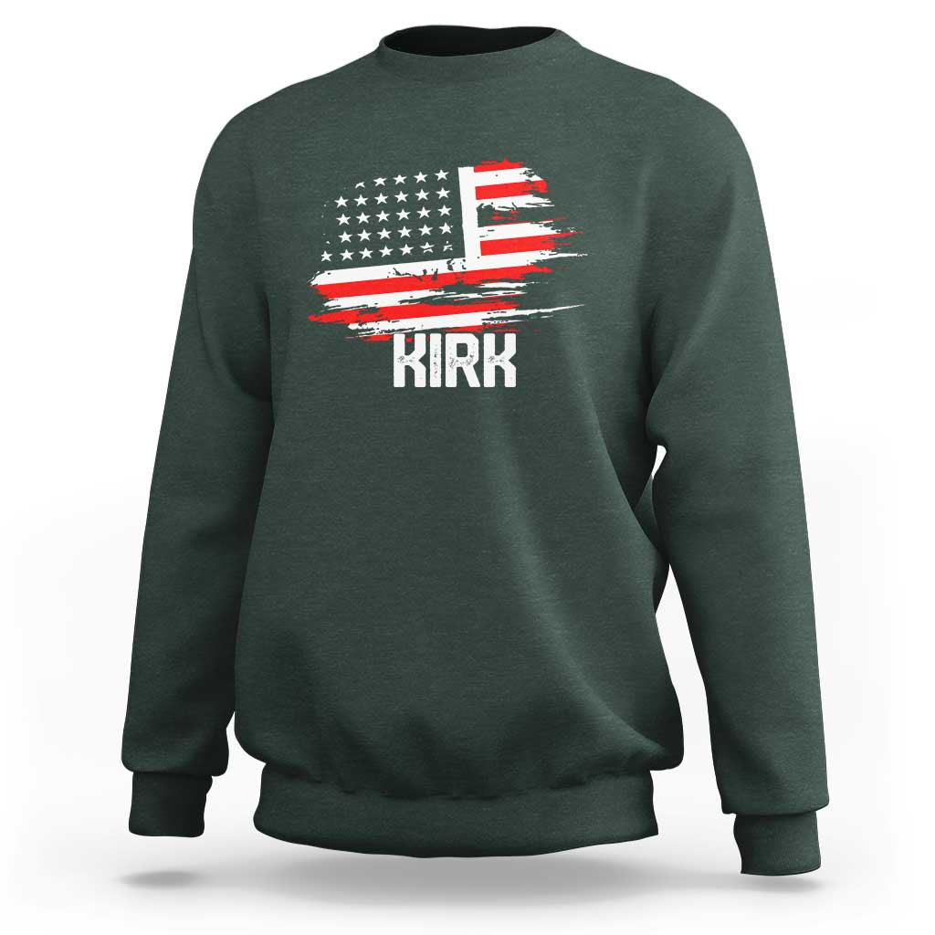 American Flag Kirk Sweatshirt Distressed Patriotic Team Charlie Tribute - Wonder Print Shop