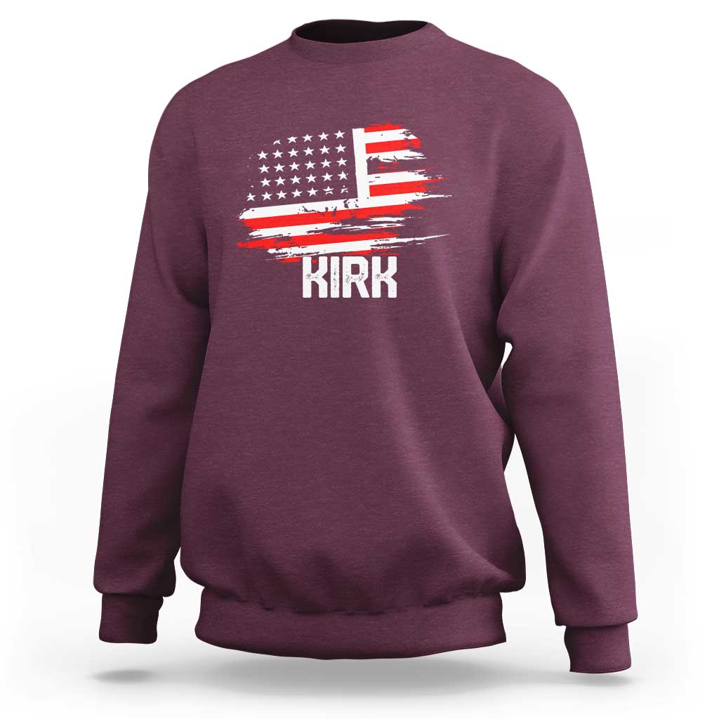 American Flag Kirk Sweatshirt Distressed Patriotic Team Charlie Tribute - Wonder Print Shop