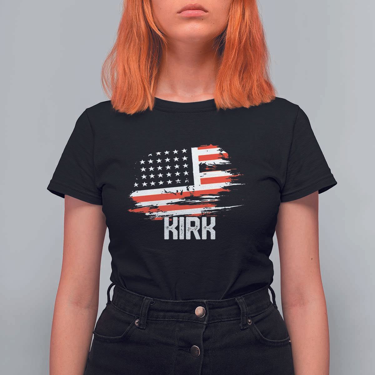 American Flag Kirk T Shirt For Women Distressed Patriotic Team Charlie Tribute - Wonder Print Shop