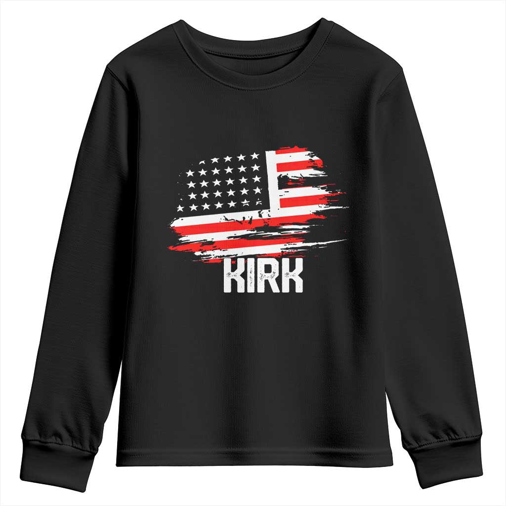 American Flag Kirk Youth Sweatshirt Distressed Patriotic Team Charlie Tribute - Wonder Print Shop