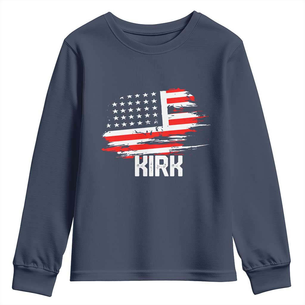 American Flag Kirk Youth Sweatshirt Distressed Patriotic Team Charlie Tribute - Wonder Print Shop