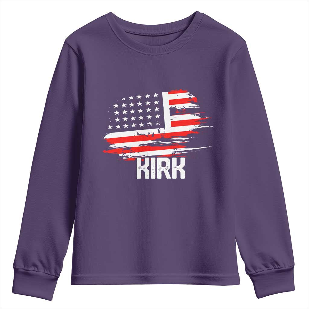 American Flag Kirk Youth Sweatshirt Distressed Patriotic Team Charlie Tribute - Wonder Print Shop