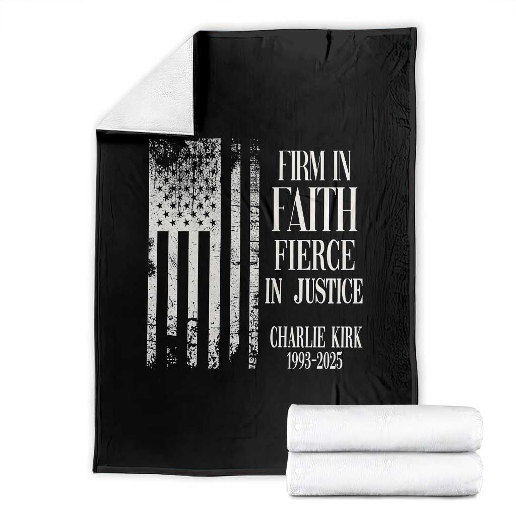 Charlie Kirk Patriotic Memorial Throw Blanket Firm in Faith Fierce in Justice American Flag - Wonder Print Shop