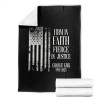 Charlie Kirk Patriotic Memorial Throw Blanket Firm in Faith Fierce in Justice American Flag - Wonder Print Shop