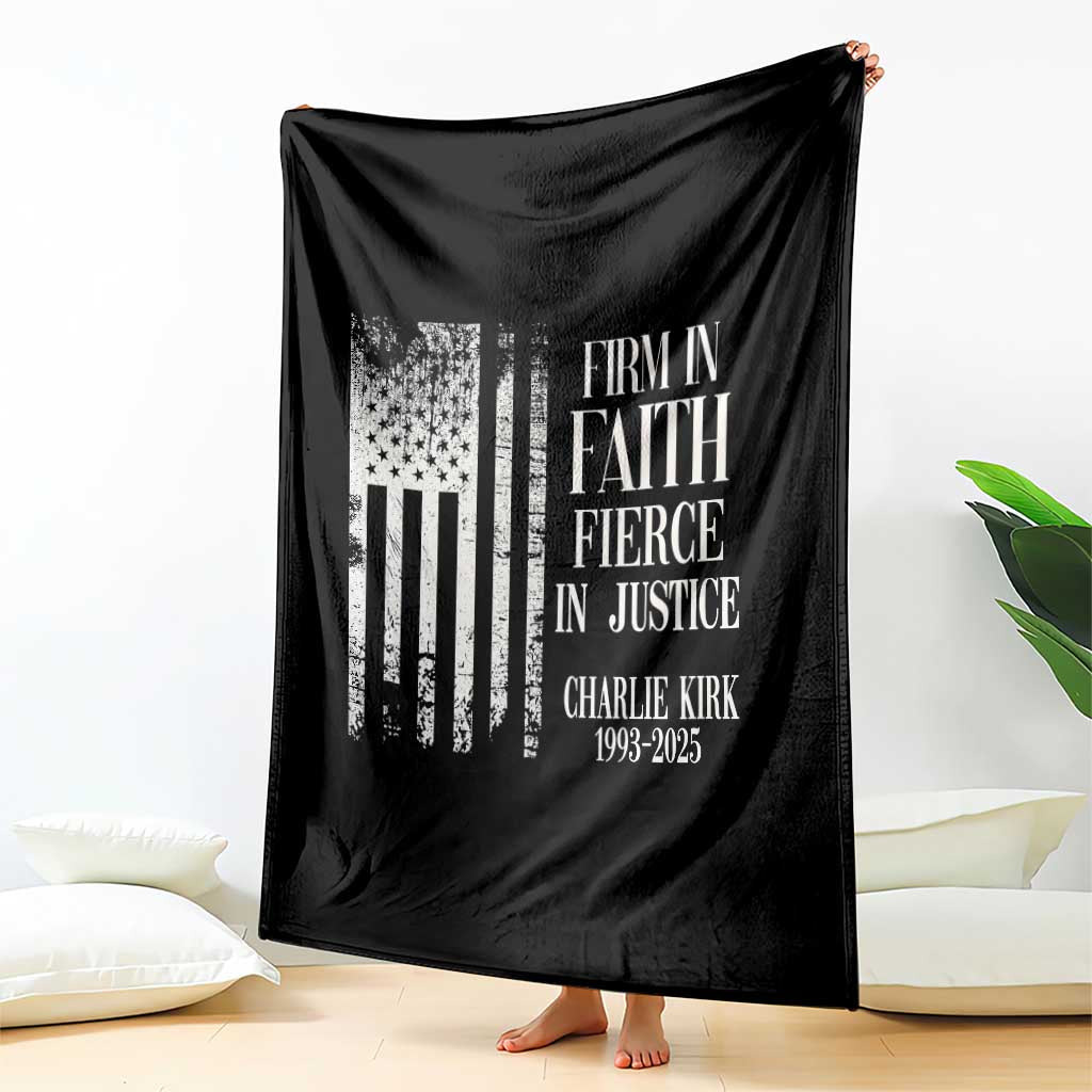 Charlie Kirk Patriotic Memorial Throw Blanket Firm in Faith Fierce in Justice American Flag - Wonder Print Shop