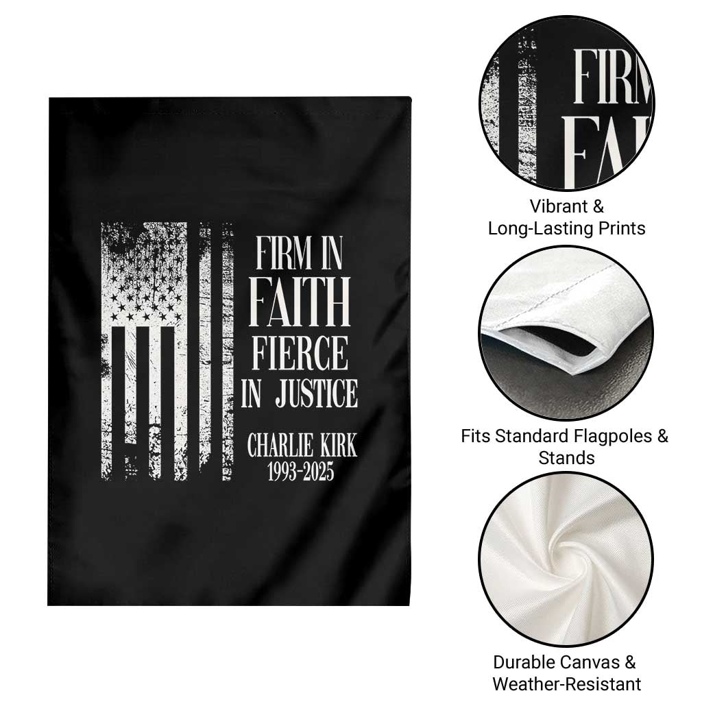 Charlie Kirk Patriotic Memorial Garden Flag Firm in Faith Fierce in Justice American Flag - Wonder Print Shop