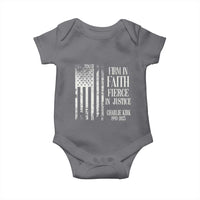 Charlie Kirk Patriotic Memorial Baby Onesie Firm in Faith Fierce in Justice American Flag - Wonder Print Shop