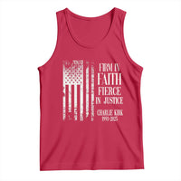 Charlie Kirk Patriotic Memorial Tank Top Firm in Faith Fierce in Justice American Flag - Wonder Print Shop