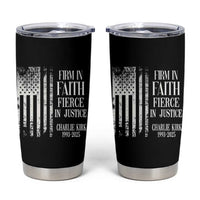 Charlie Kirk Patriotic Memorial Tumbler Cup Firm in Faith Fierce in Justice American Flag - Wonder Print Shop