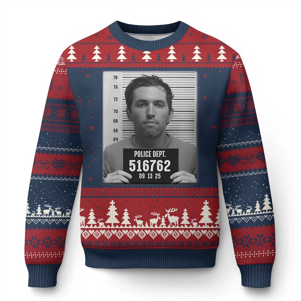Tyler Robinson Mugshot Ugly Christmas Sweater Justice For Charlie Kirk - Wonder Print Shop