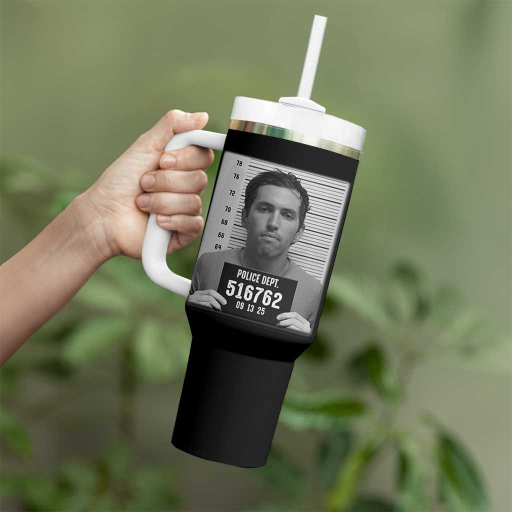 Tyler Robinson Mugshot Tumbler With Handle Justice For Charlie Kirk - Wonder Print Shop