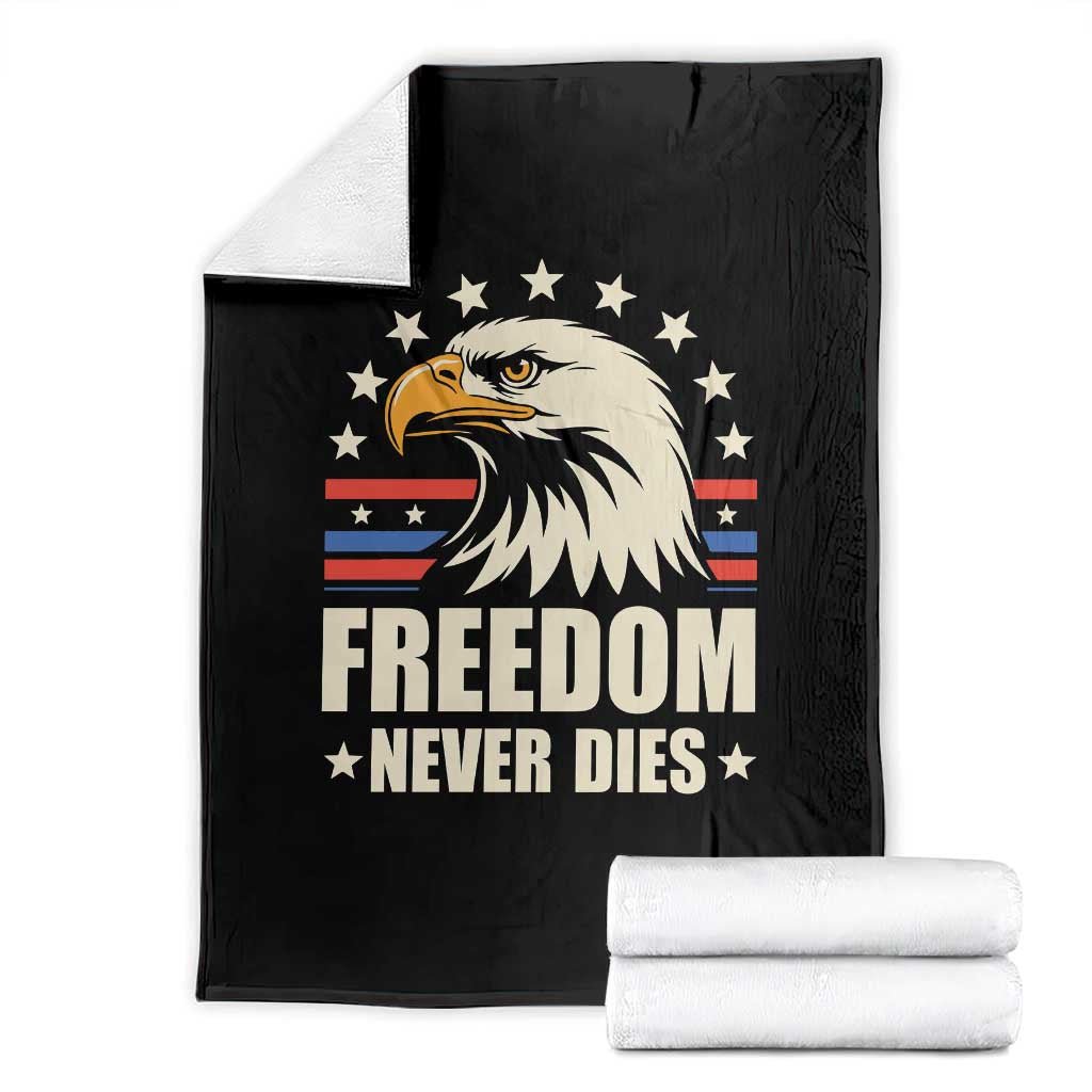 Freedom Never Dies Throw Blanket Bold Patriotic Eagle Graphic for True American Patriots - Wonder Print Shop