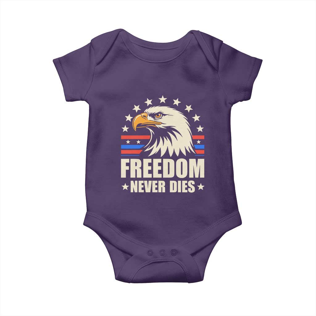 Freedom Never Dies Baby Onesie Bold Patriotic Eagle Graphic for True American Patriots - Wonder Print Shop
