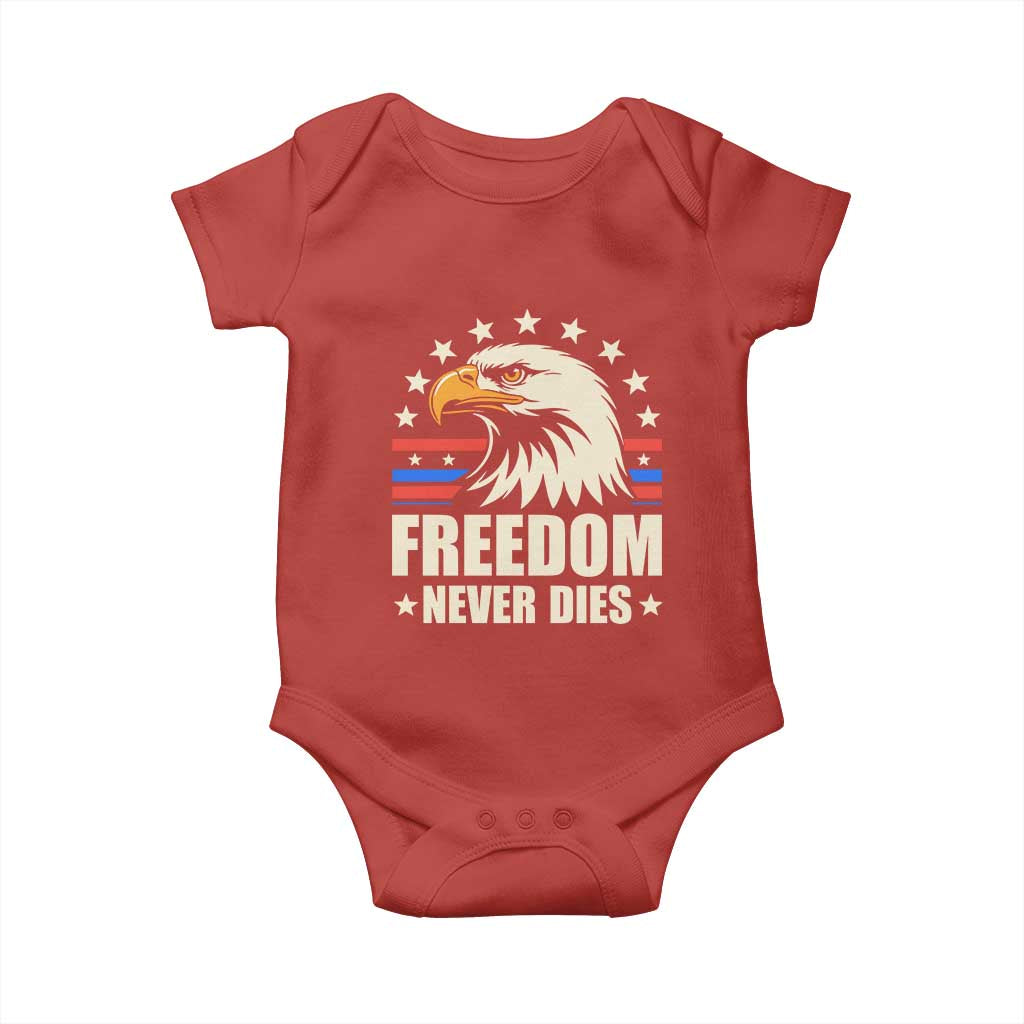 Freedom Never Dies Baby Onesie Bold Patriotic Eagle Graphic for True American Patriots - Wonder Print Shop