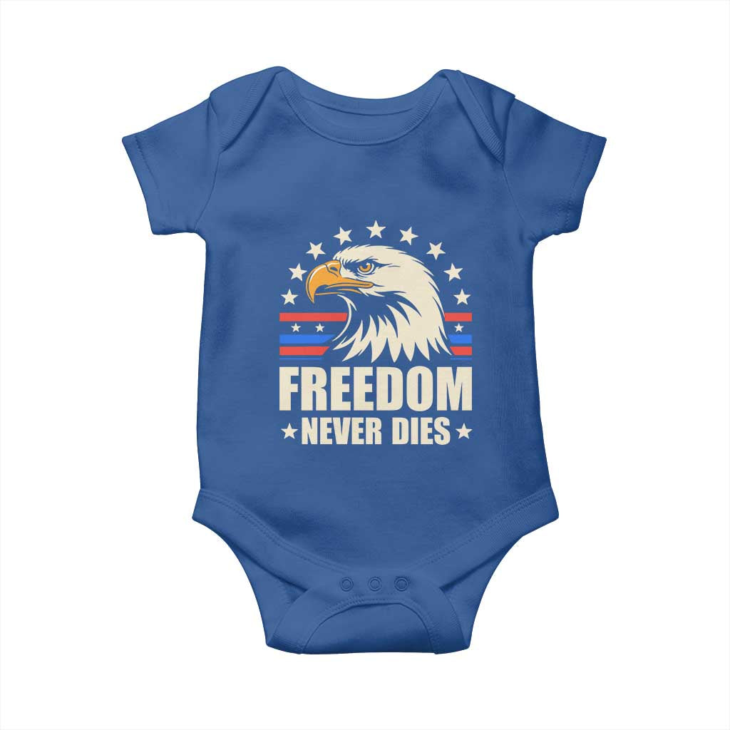 Freedom Never Dies Baby Onesie Bold Patriotic Eagle Graphic for True American Patriots - Wonder Print Shop