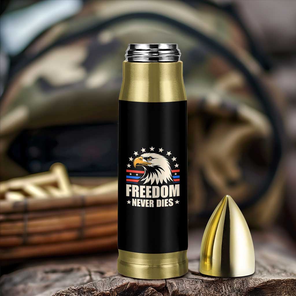 Freedom Never Dies Bullet Tumbler Bold Patriotic Eagle Graphic for True American Patriots - Wonder Print Shop