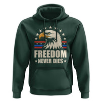 Freedom Never Dies Hoodie Bold Patriotic Eagle Graphic for True American Patriots - Wonder Print Shop