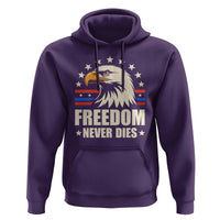 Freedom Never Dies Hoodie Bold Patriotic Eagle Graphic for True American Patriots - Wonder Print Shop