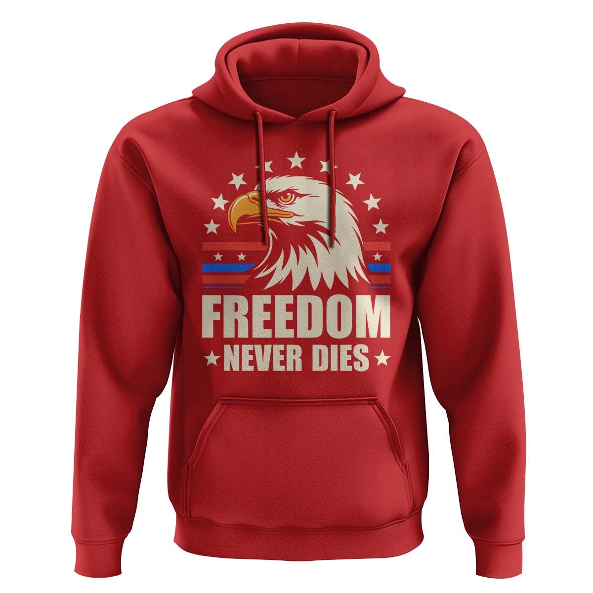 Freedom Never Dies Hoodie Bold Patriotic Eagle Graphic for True American Patriots - Wonder Print Shop
