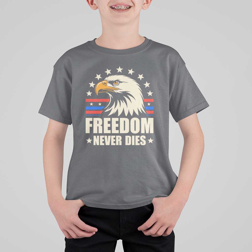 Freedom Never Dies T Shirt For Kid Bold Patriotic Eagle Graphic for True American Patriots - Wonder Print Shop