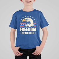 Freedom Never Dies T Shirt For Kid Bold Patriotic Eagle Graphic for True American Patriots - Wonder Print Shop