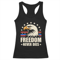 Freedom Never Dies Racerback Tank Top Bold Patriotic Eagle Graphic for True American Patriots - Wonder Print Shop