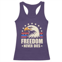 Freedom Never Dies Racerback Tank Top Bold Patriotic Eagle Graphic for True American Patriots - Wonder Print Shop