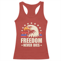 Freedom Never Dies Racerback Tank Top Bold Patriotic Eagle Graphic for True American Patriots - Wonder Print Shop