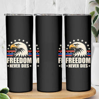 Freedom Never Dies Skinny Tumbler Bold Patriotic Eagle Graphic for True American Patriots - Wonder Print Shop