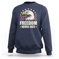 Freedom Never Dies Sweatshirt Bold Patriotic Eagle Graphic for True American Patriots - Wonder Print Shop