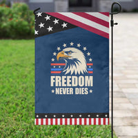 Freedom Never Dies Garden Flag Bold Patriotic Eagle Graphic for True American Patriots