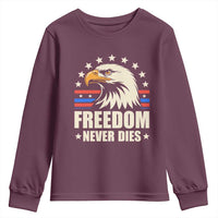 Freedom Never Dies Youth Sweatshirt Bold Patriotic Eagle Graphic for True American Patriots - Wonder Print Shop