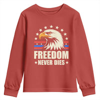 Freedom Never Dies Youth Sweatshirt Bold Patriotic Eagle Graphic for True American Patriots - Wonder Print Shop