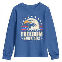 Freedom Never Dies Youth Sweatshirt Bold Patriotic Eagle Graphic for True American Patriots - Wonder Print Shop