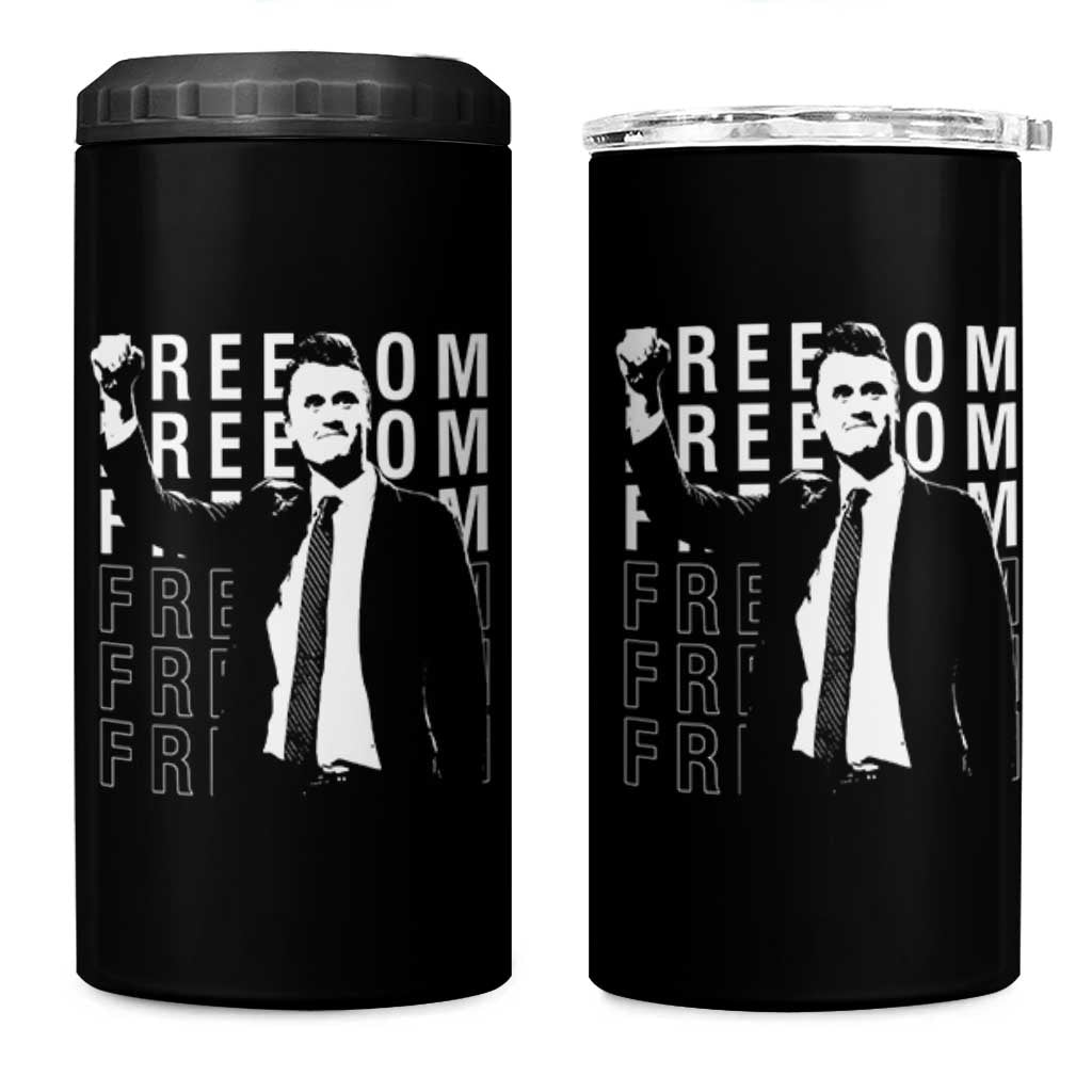 Freedom Charlie Kirk Tribute 4 in 1 Can Cooler Tumbler A True Patriot Leagacy Memorial - Wonder Print Shop