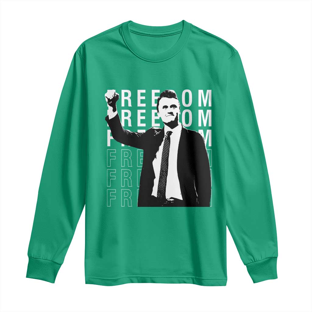 Freedom Charlie Kirk Tribute Long Sleeve Shirt A True Patriot Leagacy Memorial - Wonder Print Shop