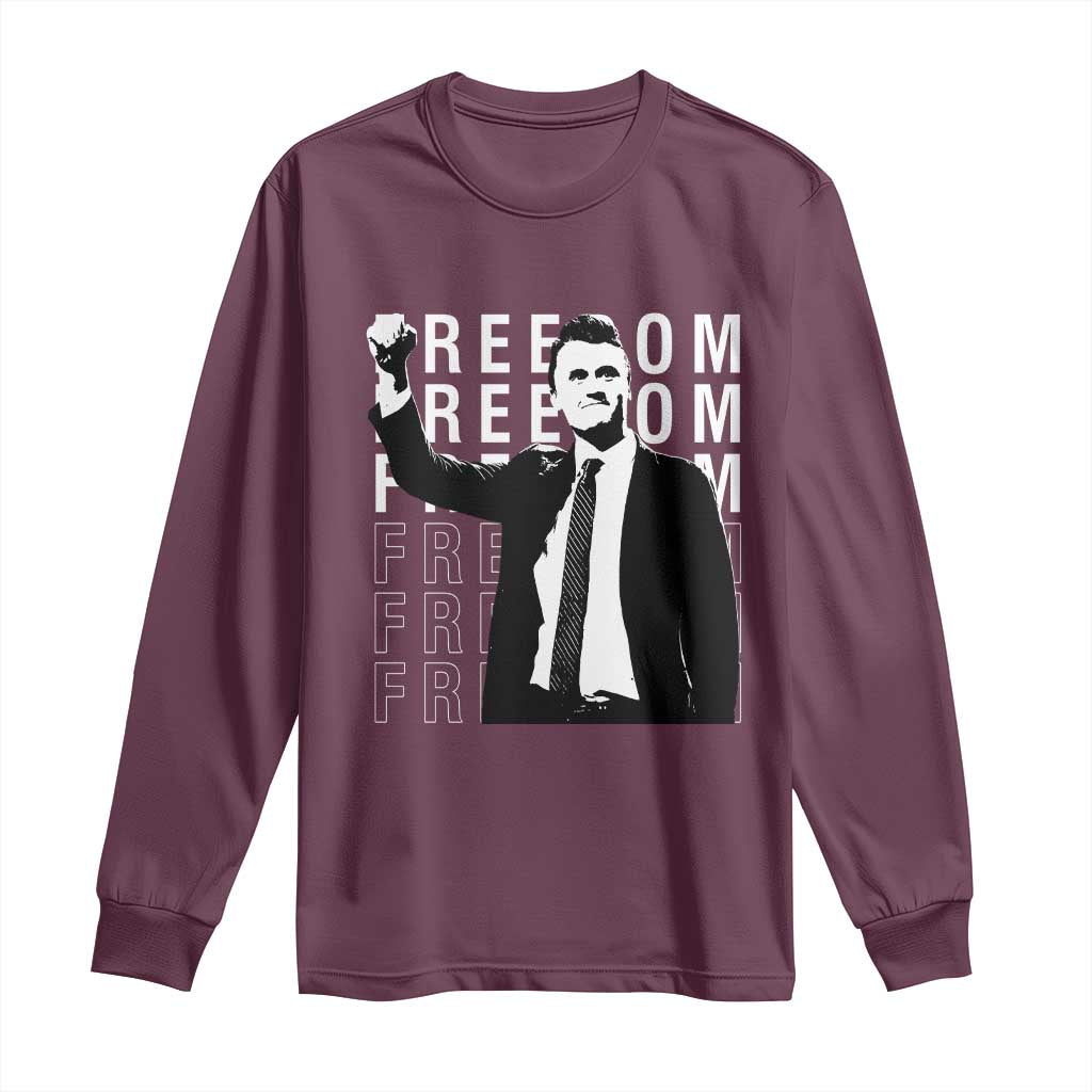 Freedom Charlie Kirk Tribute Long Sleeve Shirt A True Patriot Leagacy Memorial - Wonder Print Shop
