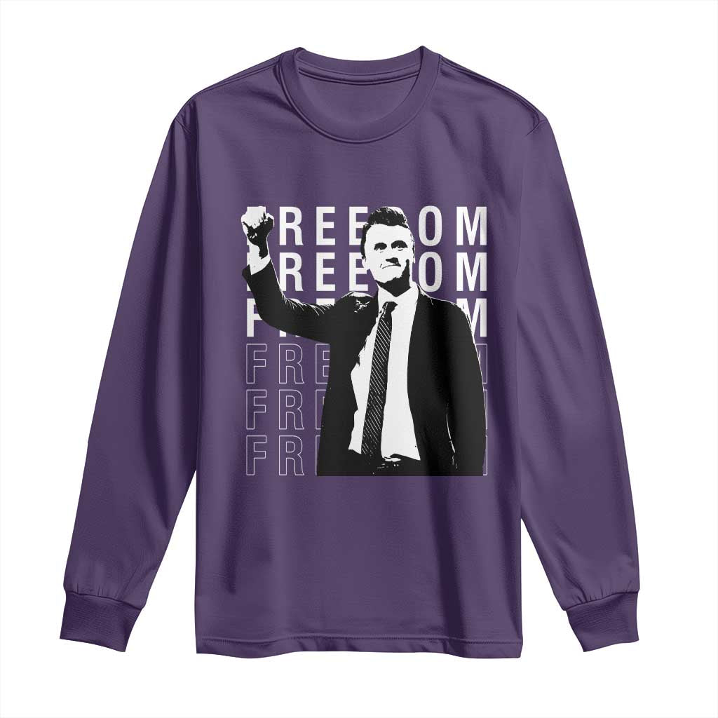 Freedom Charlie Kirk Tribute Long Sleeve Shirt A True Patriot Leagacy Memorial - Wonder Print Shop