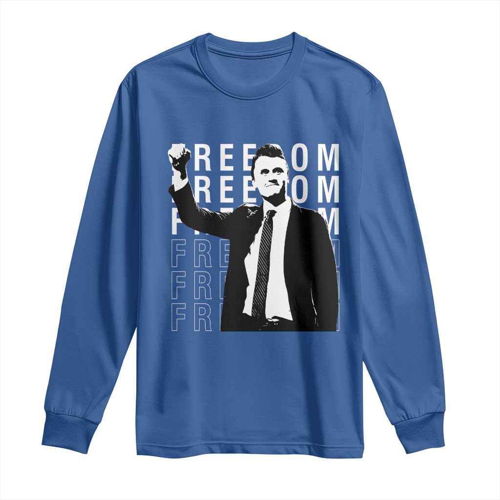Freedom Charlie Kirk Tribute Long Sleeve Shirt A True Patriot Leagacy Memorial - Wonder Print Shop