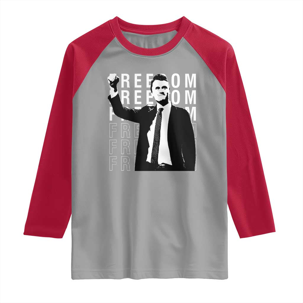 Freedom Charlie Kirk Tribute Raglan Shirt A True Patriot Leagacy Memorial - Wonder Print Shop