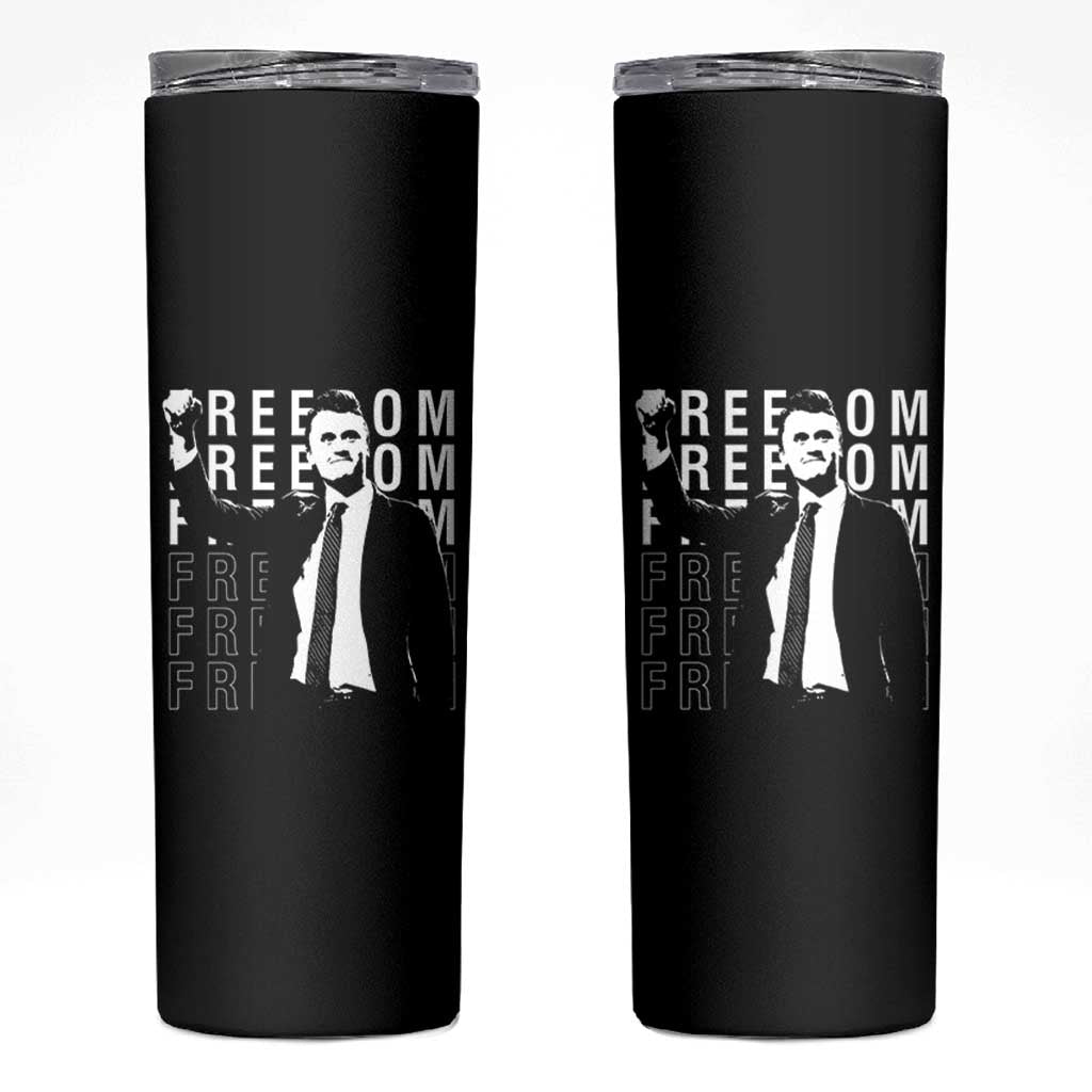 Freedom Charlie Kirk Tribute Skinny Tumbler A True Patriot Leagacy Memorial - Wonder Print Shop