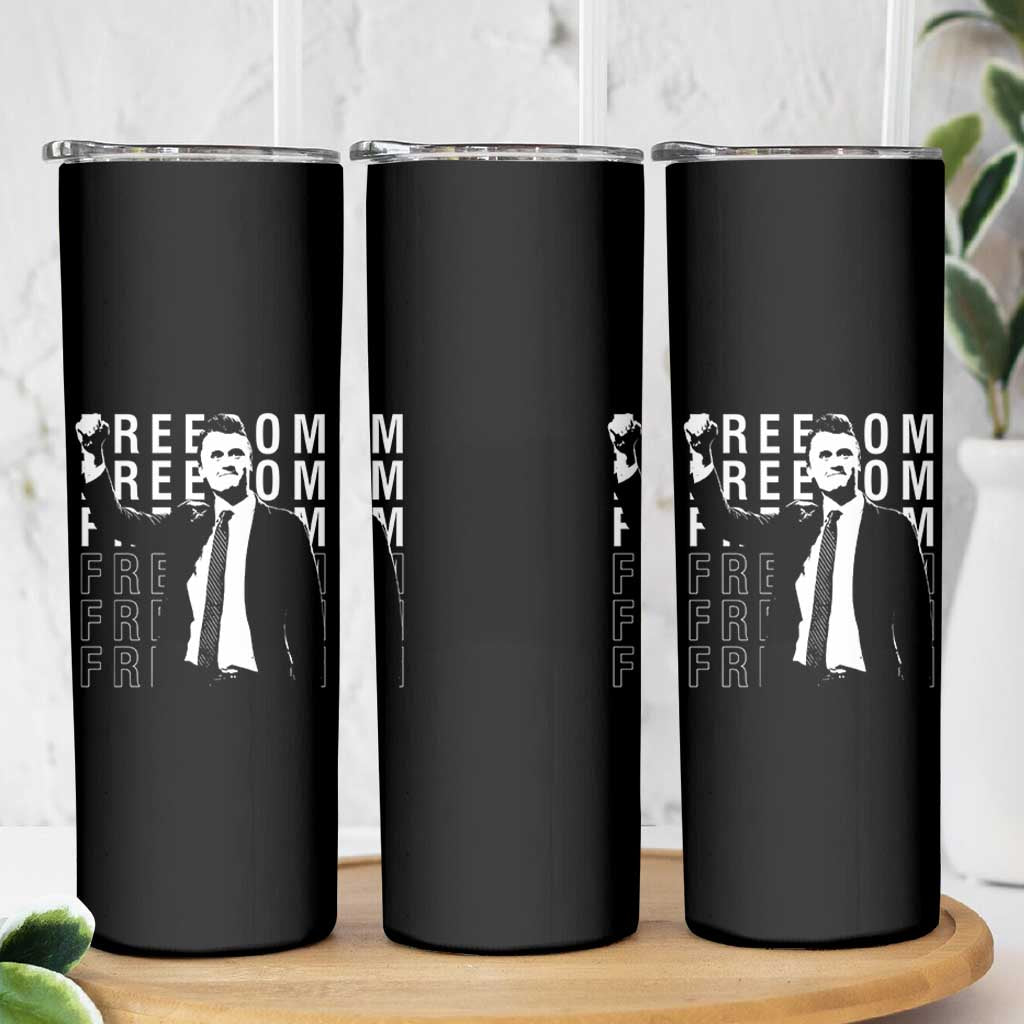 Freedom Charlie Kirk Tribute Skinny Tumbler A True Patriot Leagacy Memorial - Wonder Print Shop
