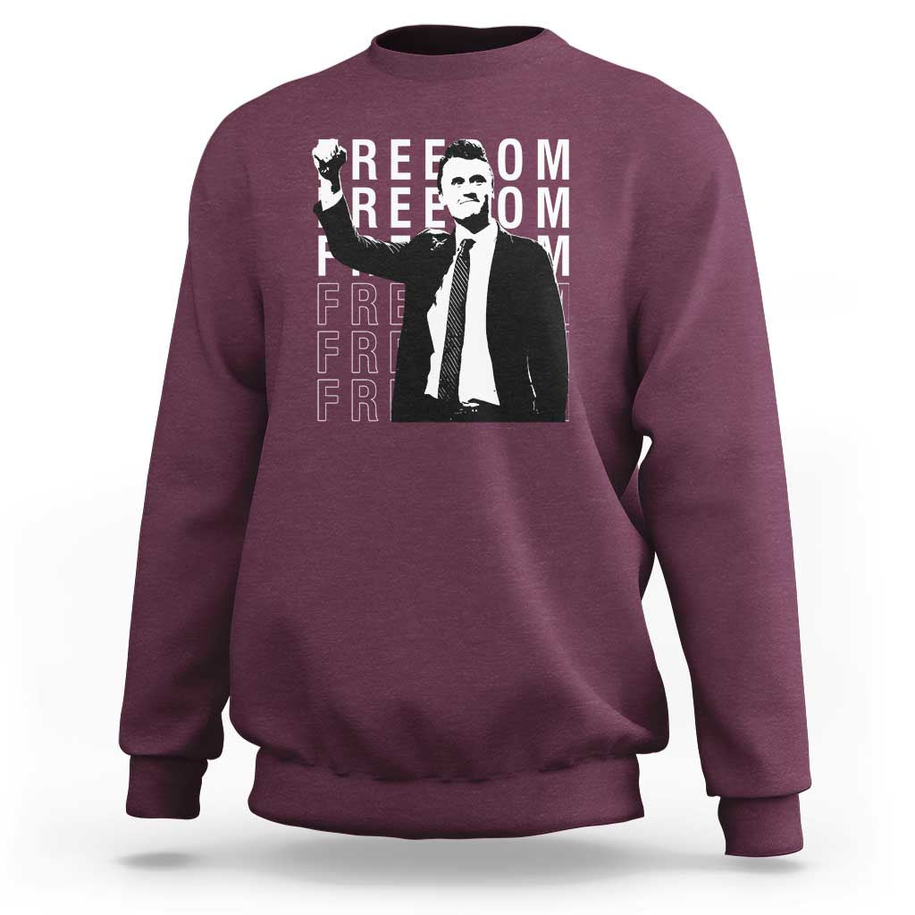 Freedom Charlie Kirk Tribute Sweatshirt A True Patriot Leagacy Memorial - Wonder Print Shop