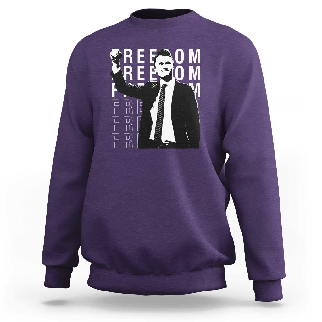 Freedom Charlie Kirk Tribute Sweatshirt A True Patriot Leagacy Memorial - Wonder Print Shop
