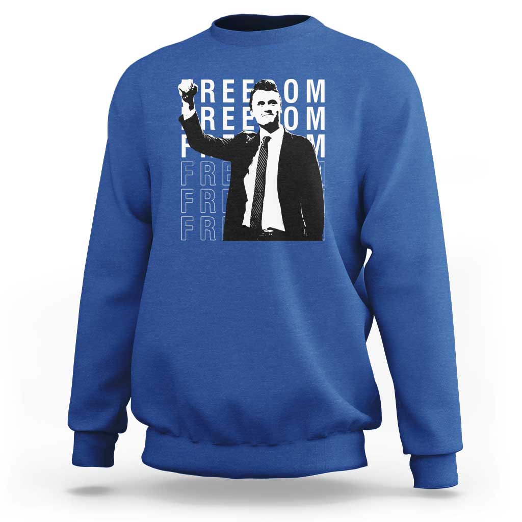 Freedom Charlie Kirk Tribute Sweatshirt A True Patriot Leagacy Memorial - Wonder Print Shop