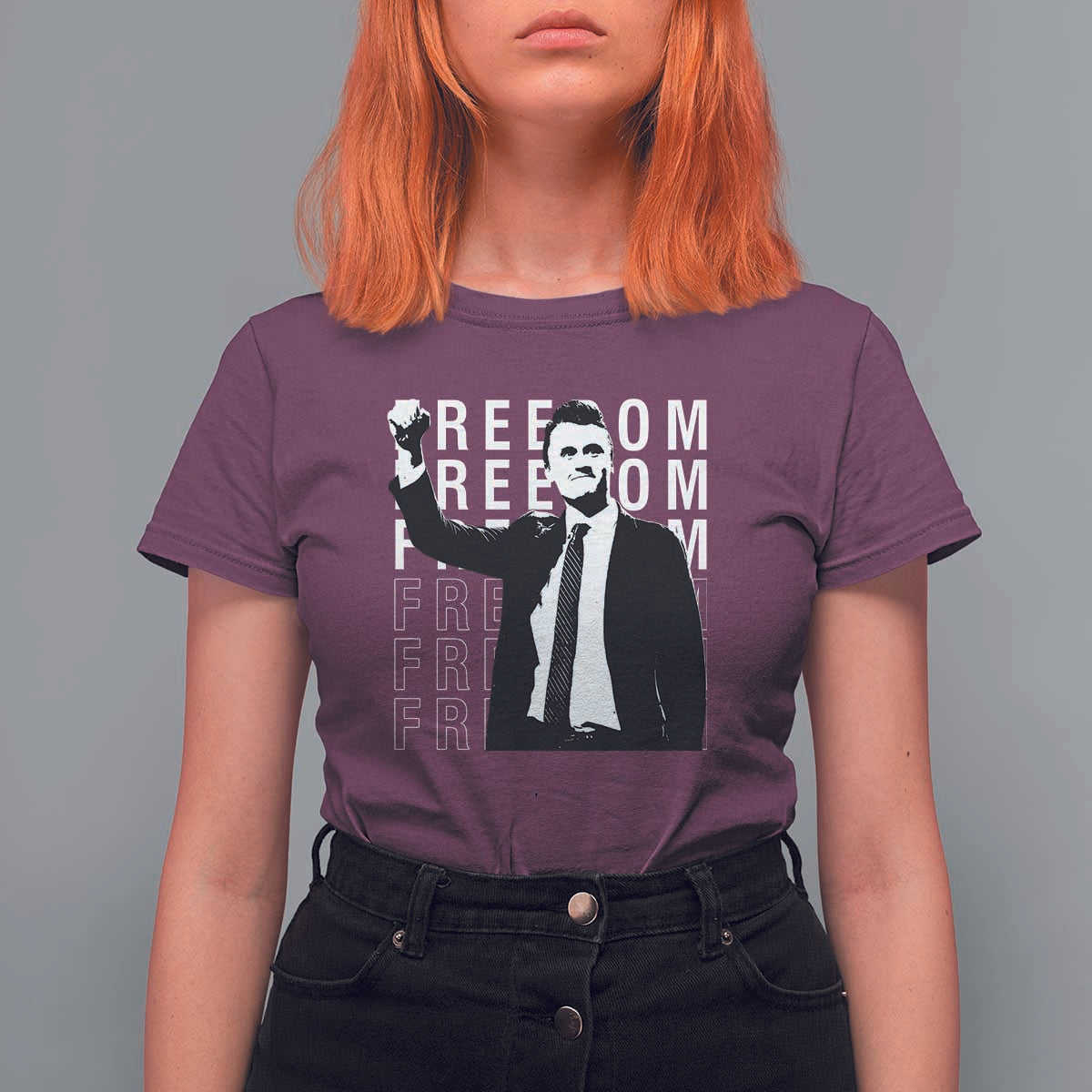 Freedom Charlie Kirk Tribute T Shirt For Women A True Patriot Leagacy Memorial - Wonder Print Shop