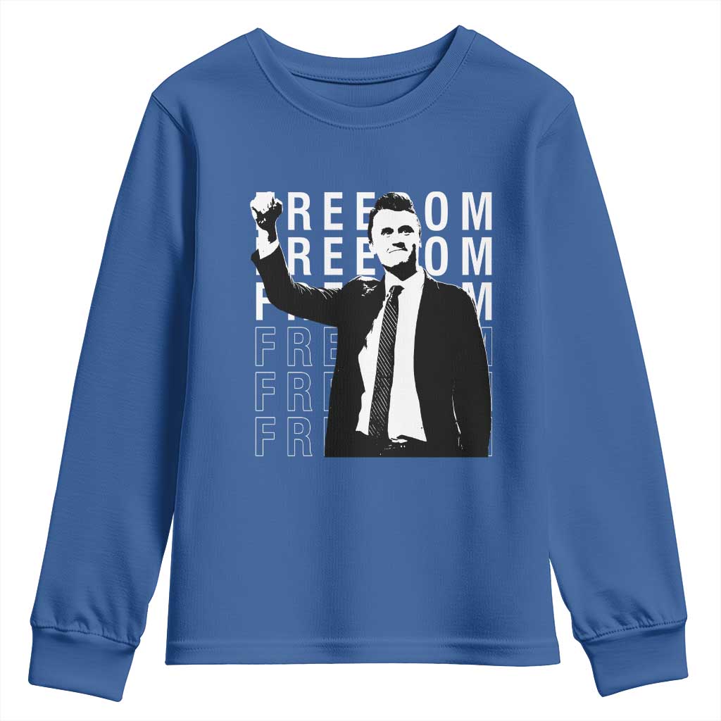Freedom Charlie Kirk Tribute Youth Sweatshirt A True Patriot Leagacy Memorial - Wonder Print Shop