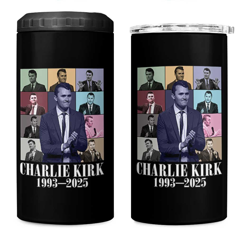 Legacy of Charlie Kirk 4 in 1 Can Cooler Tumbler 1993 2025 Memorial Pop Art Tribute Graphic - Wonder Print Shop